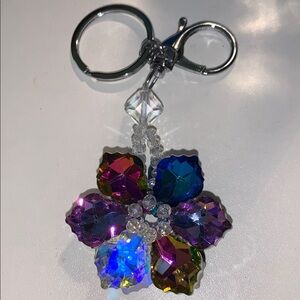 Multicolor rare Crystal Flower purse/bag charm Keychain